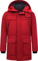 Lange Jas - Heren Winterjassen Volwassen - Parka Heren - Gewatteerde Jassen - 891 - Rode Jas