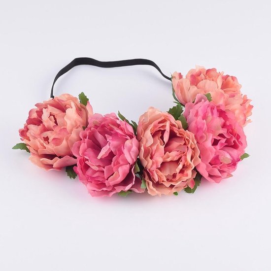 Bloemenkrans roze haarband - rozenkrans boselfje bloemen rozen - pioenrozen  elfje... | bol