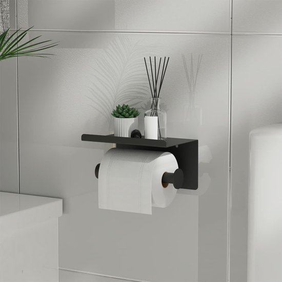 Porte-rouleau WC Zwart Sans perçage Porte-rouleau Inox avec
