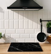 Inductiebeschermer - Marmer Barsten Zwart - 81.2x52 cm - Inductiebeschermer - Inductie Afdekplaat Kookplaat - Inductie Mat - Anti-Slip - Keuken Decoratie - Keuken Accessoires