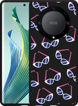 Cazy Hoesje Zwart geschikt voor Honor Magic5 Lite Retro Zonnebrillen I