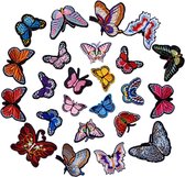 Kleding Patchs - Gekleurde Vlinder 24 delige set - Patches - Strijk Embleem - stof & strijk applicatie - Versiering Voor Kleding