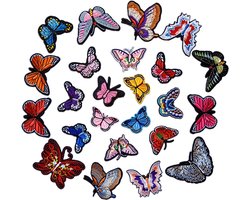 Kleding Patches - Gekleurde Vlinder 24 delige set - Patches - Strijk Embleem - stof & strijk applicatie - Versiering Voor Kleding