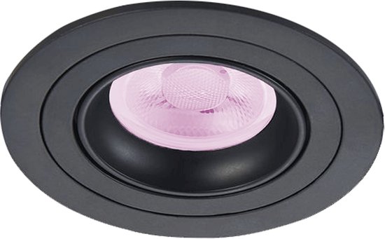 Inbouwspot Jamy met Philips HUE White and Color - inbouwspot - Zwart - rond - Voor binnen / woonkamer / keuken / slaapkamer - IP20 - GU10 - Buitendiameter: 91MM - boorgat: 80-82MM - min. Inbouwdiepte: 70MM