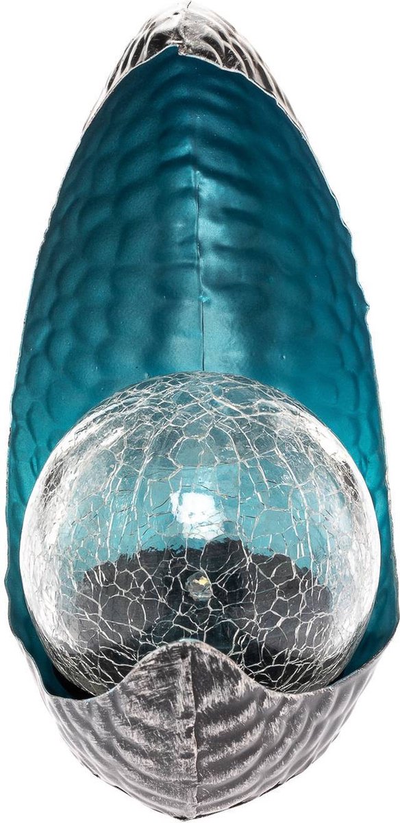 Lindby solar tuinverlichting 1licht IJzer kunststof glas H: 16.5 cm grijs geborsteld ijsblauw