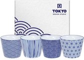 Tokyo Design Studio - Nippon Blue Koffiekopjes - 180 ml - 4 stuks
