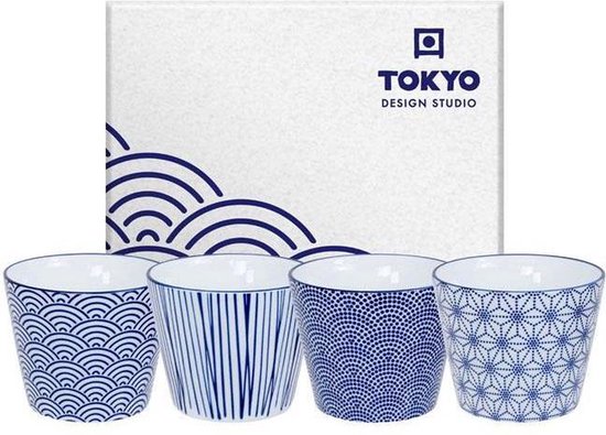 Tokyo Design Studio - Tasses à café Nippon Blue - 180 ml - 4 pièces | bol