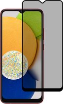 Smartphonica Privacy full cover voor Samsung Galaxy A03 tempered glass screenprotector van gehard glas met afgeronde hoeken geschikt voor Samsung Galaxy A03