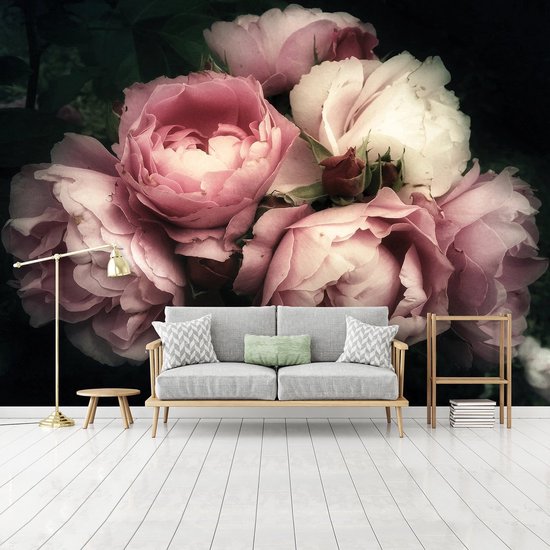 Papier peint roi - Papier peint photo peint - Papier peint - Pivoines - Roses - Fleurs - Fleurs - 208 x 146 cm - Papier peint non tissé peint intissé