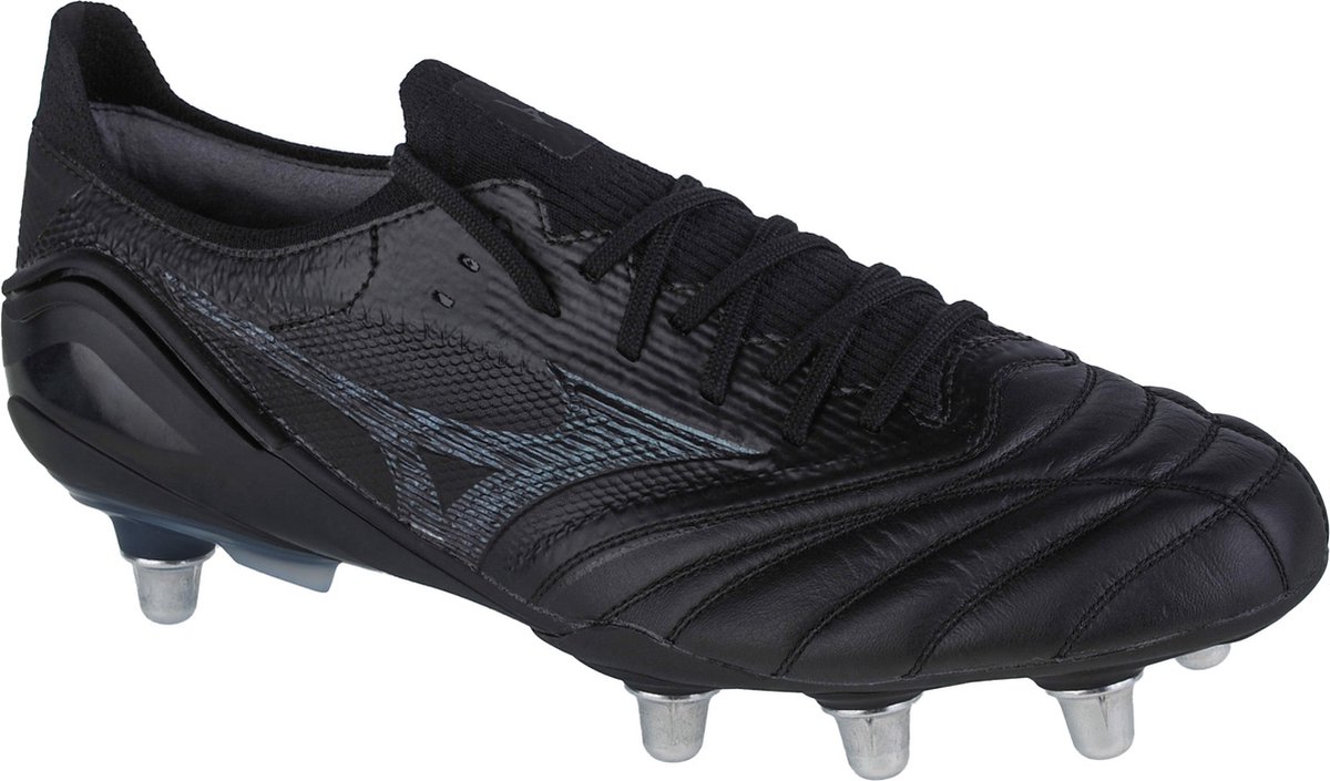 Mizuno Morelia Neo III Beta Elite SI, zwarte kurken voetbalschoenen voor mannen, maat 41, van grof leder.