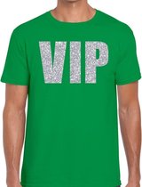 VIP zilver glitter tekst t-shirt groen heren L