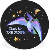 WallCircle - Wandcirkel - Muurcirkel Binnen - Quotes - Spreuken - 'Shoot for the moon' - Ruimte - Kindje - Jongens - Kids - Kinderen - 60x60 cm - Wanddecoratie - Ronde Schilderijen