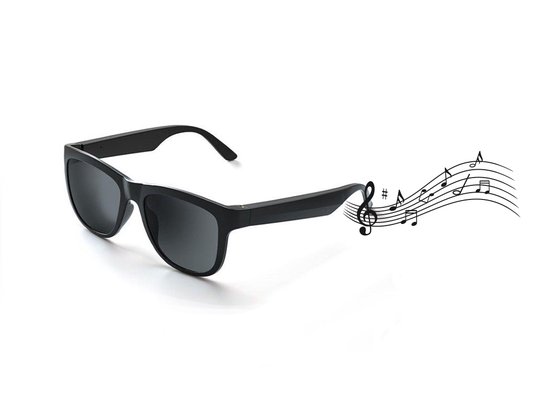 RayBeats Bluetooth Zonnebril - Smart Glasses - Ingebouwde Speakers - Gepolariseerd Glas - Lichtgewicht 31 gram - 6 uur speeltijd - Microfoon - Heren - Dames - Unisex – Zwarte glazen - Mat Zwart montuur