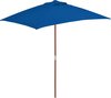 vidaXL Parasol avec poteau en bois 150 x 200 cm Bleu