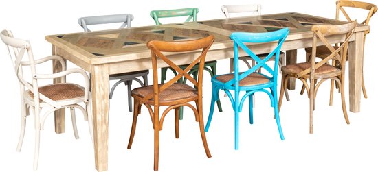 Chaises en bois massif et métal assise rotin (lot de 2) - BISTROT