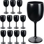 Herbruikbare wijnglazen in het zwart, keuze uit 6, 12, 24 of 48 stuks, champagneglas, champagneglas, champagneglas, inhoud 12 stuks
