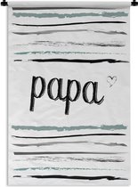Wandkleed Vaderdag - Vaderdag cadeau voor hem met tekst en strepen - Papa Wandkleed katoen 120x180 cm - Wandtapijt met foto XXL / Groot formaat!
