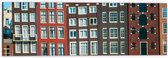 Dibond - Traditionele Grachtenpanden van Amsterdam in Verschillende Kleuren - 60x20 cm Foto op Aluminium (Wanddecoratie van metaal)