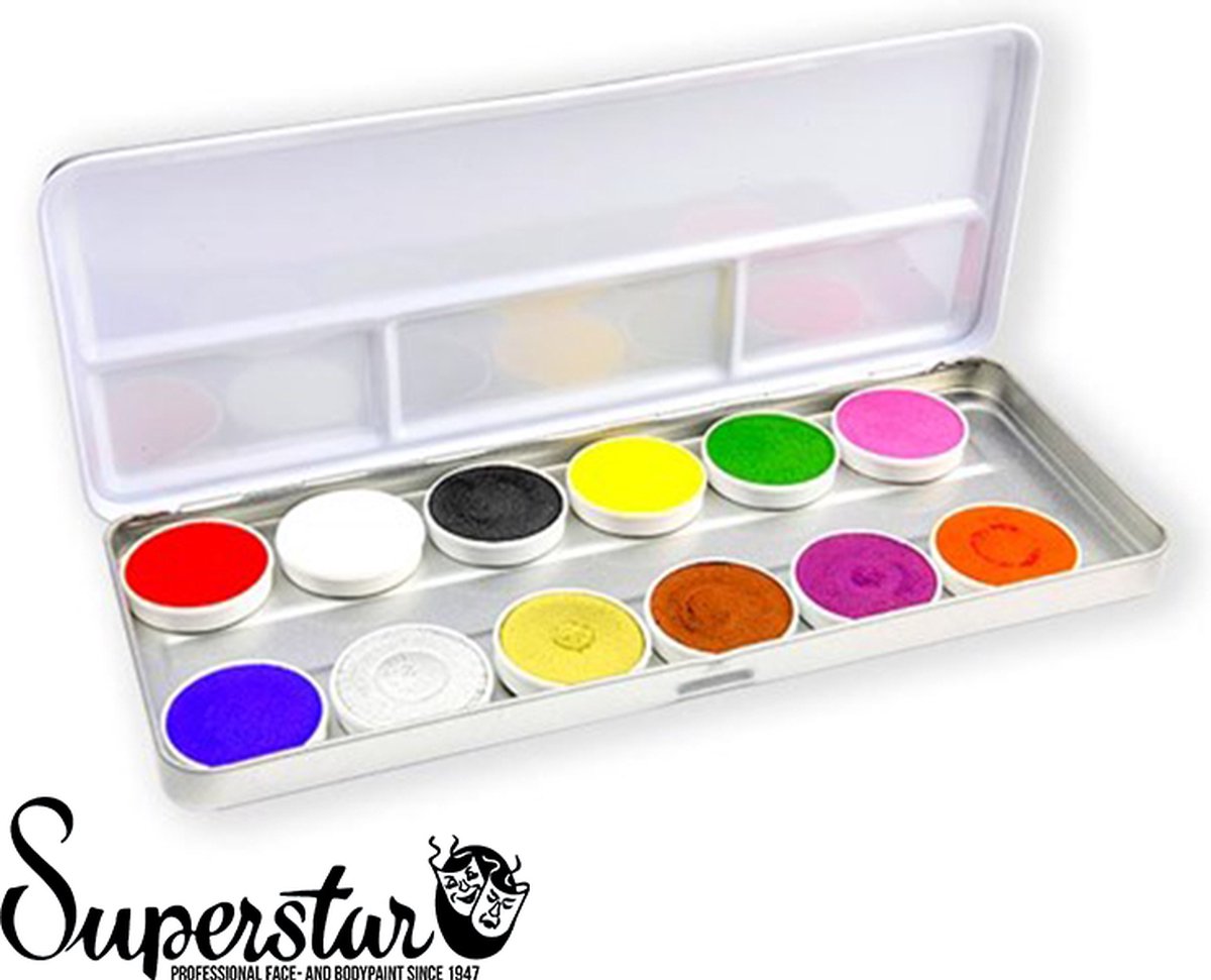 Superstar waterschmink palet bright 12 kleuren - Superstar