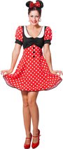 Wilbers - Mickey & Minnie Mouse Kostuum - Minnie De Dottige Muis - Vrouw - rood - Maat 38 - Carnavalskleding - Verkleedkleding