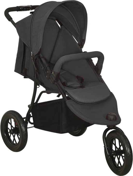 vidaXL - Kinderwagen - staal - antracietkleurig