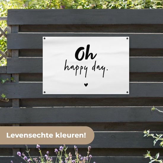 Affiche de jardin - Été - Citations - Oh happy day - Dictons - Jardin - 90x60 cm - Décoration murale - Toile de jardin - Texte d'affiche de jardin