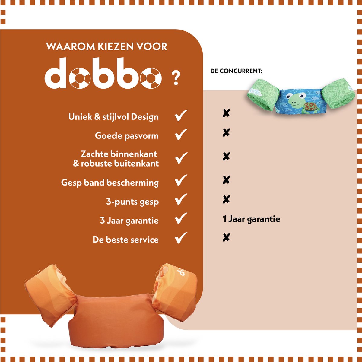 DOBBO Terra - Puddle Jumper - Zwembandjes - Zwemvest - Zwemvleugels - voor Kind van 2 tot 6 jaar - Rusty Orange — afbeelding 9