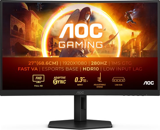 AOC C27G4ZXU – Full HD Curved Monitor- 27 inch