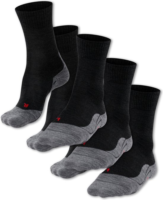 Bundel 3 paar Falke TK5 Wandelsokken Heren - Perfect Schoencontact - Vochtregulerend - Anatomisch Vormgegeven, zwart 46-48
