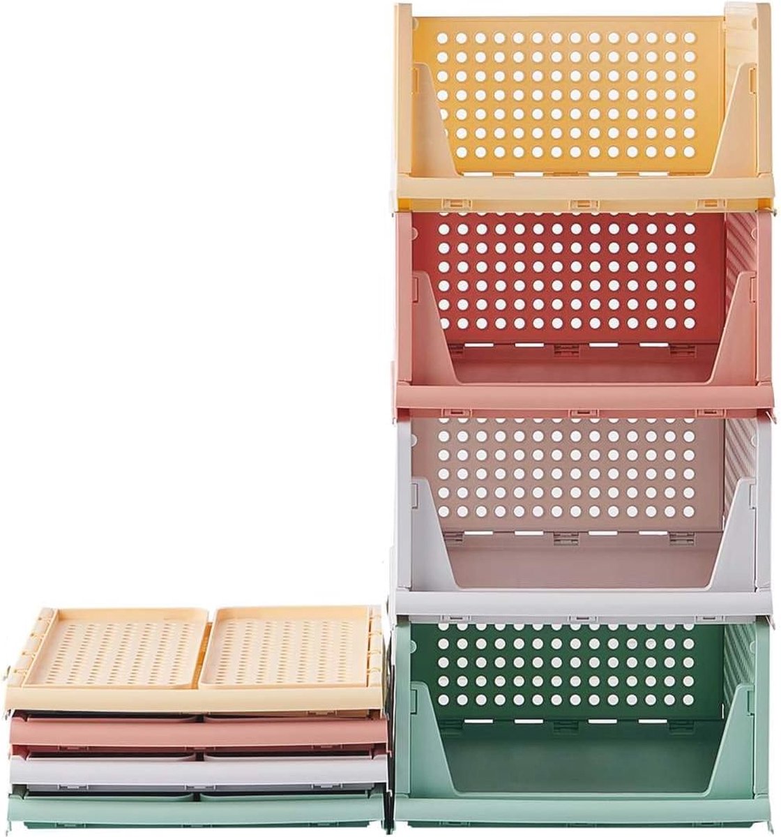 Image of 4 Stuks Opbergmanden - Stapelbare en Opvouwbare Organisatoren voor Kleding en Huishoudelijke Items