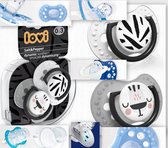 Lovi | Sel poivre | sucette dynamique en silicone de 2 | Effet Protège le réflexe de succion | Collection Salt & Pepper | 3-6 mois