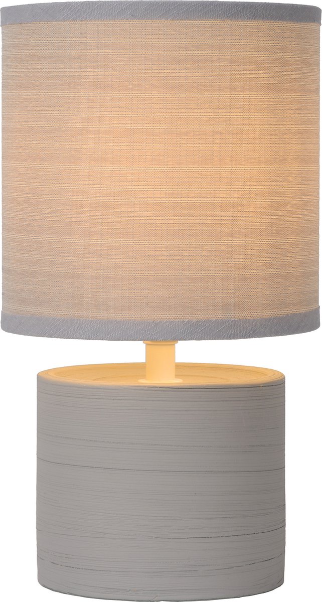 Lucide GREASBY - Tafellamp - Ø 14 cm - 1xE14 - Grijs - Japandi