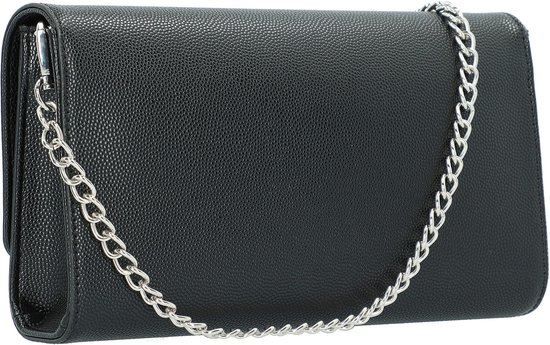 Zwarte Valentino Bags clutch met zilveren kettingband.