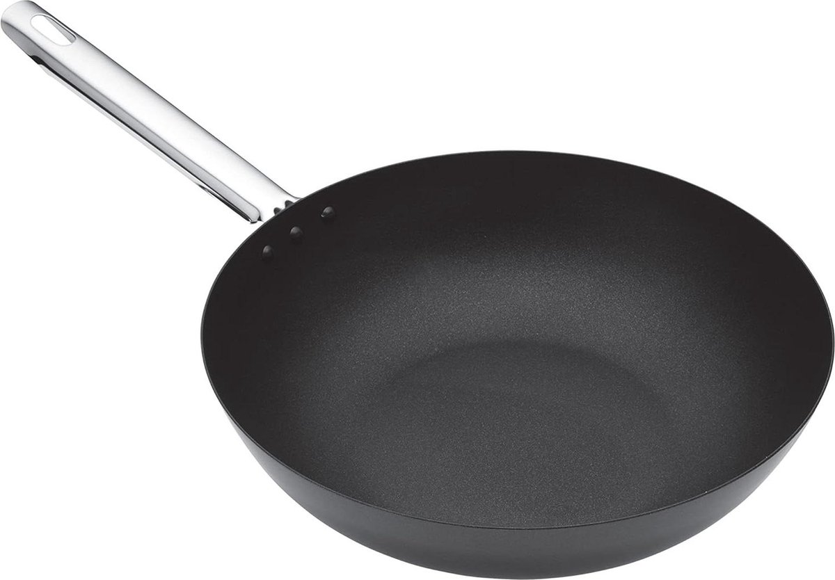 Wokpan inductie Professionele non-stick koolstofstaal inductieveilige wok 30 cm kopen online Wokpan inductie
