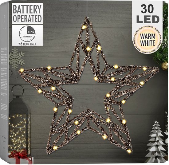 Lichtgevende Ster Gouden 30 LED 40 cm - Kerstverlichting - Lichting - Kerst - Lampjes