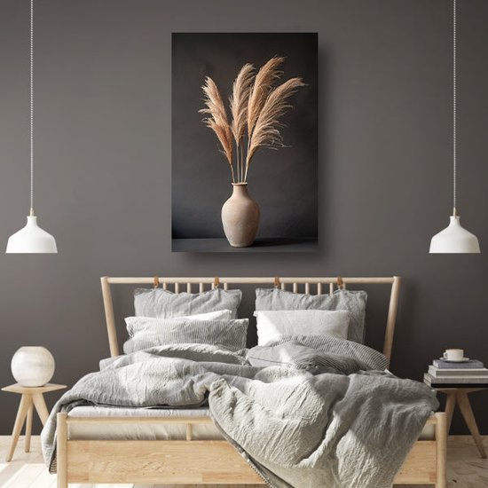 Tableau vase - Tableau Object sur verre - Tableaux sur verre Herbe - Décoration salon industriel - Plexiglas - Décoration murale verre acrylique 60x90 cm