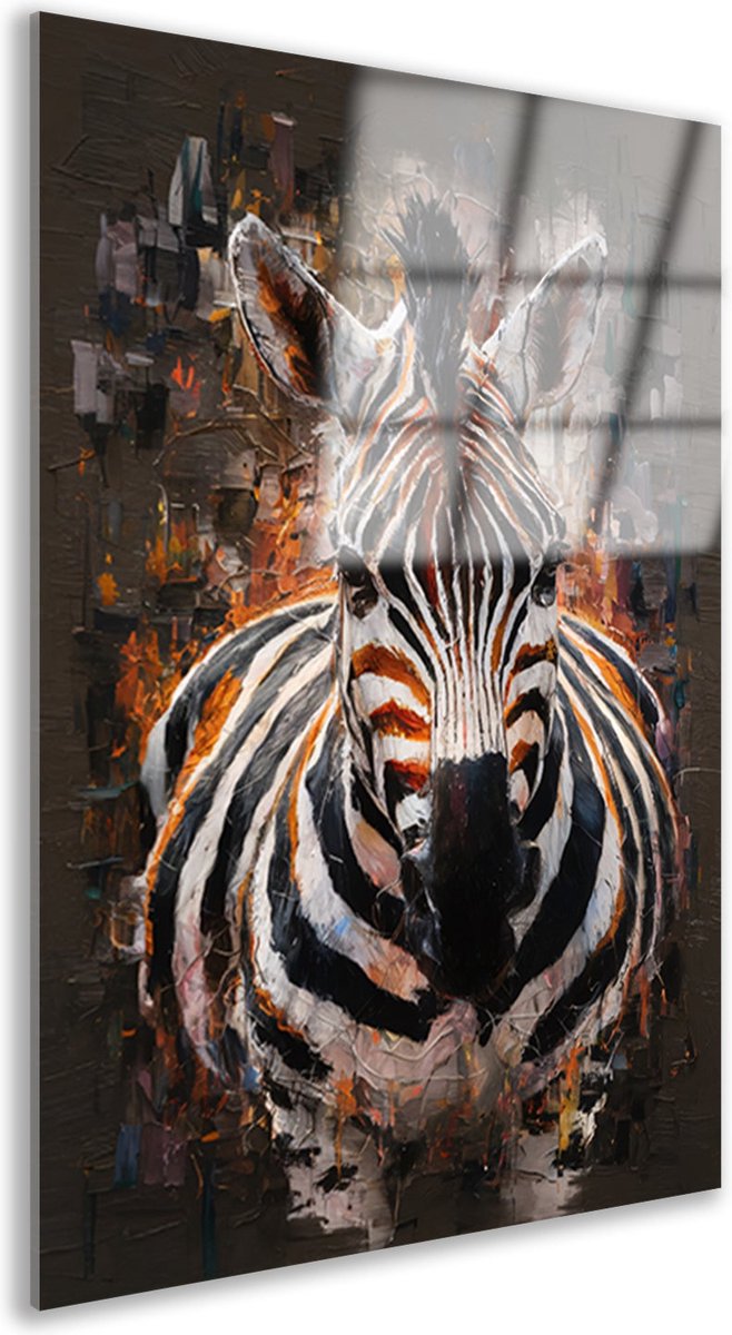 Zebra schilderijen glas - Dieren wanddecoratie - Schilderij op glas Verf - Klassieke schil