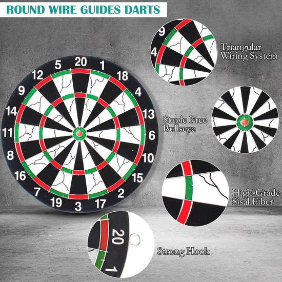 Professioneel dartbordenset met 10 darts - Stalen en kurk dartbord - Klassieke dartborden - Topkwaliteit Dartbord van Merkloos — afbeelding 3