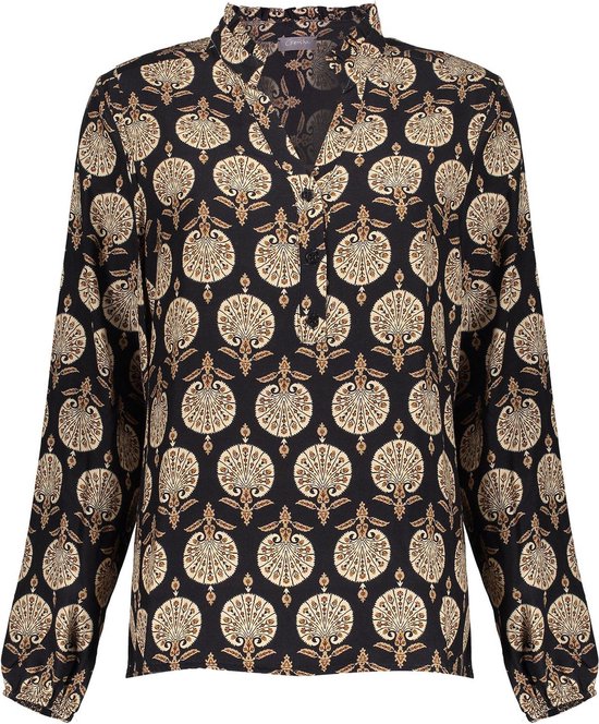 Foto: Geisha blouse top met peacock print 43561 70 black dames maat s