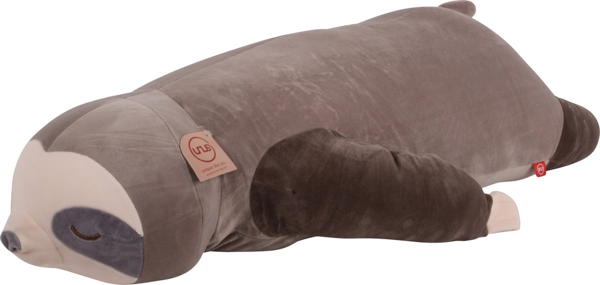 UNUS Luiaard knuffelkussen lichaamskussen zijslaapkussen 100cm grijs