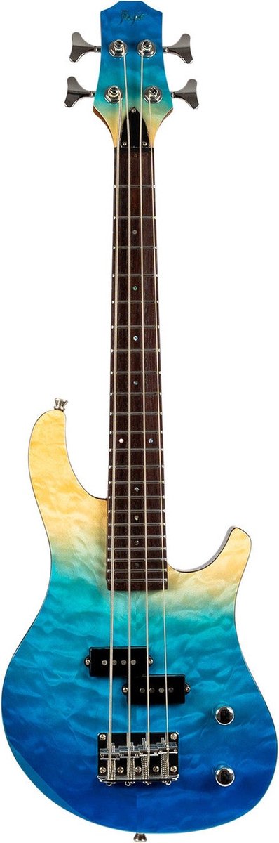 Flight Mini Bass TBL Elektrische Mini Bass Ukulele met Quilted Maple Top, Alnico 5 P-Style Pickup en Roasted Maple Hals
