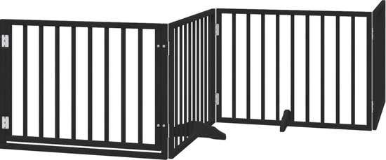 vidaXL - Clôture pour chien - pliable - 4 - panneaux - 320 - cm - bois de peuplier - noir