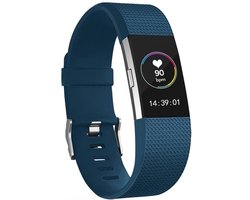 Scoby - Siliconen Horlogebandje voor Activity Tracker - Comfortabel en Duurzaam - Geschikt voor Fitbit Charge 2 - Maat L - Donkerblauw