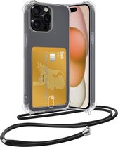 Hoesje Geschikt voor iPhone 11 Pro Max Hoesje Met Telefoonketting Pasjeshouder Shockproof Case Koord - Hoesje Geschikt voor iPhone 11 Pro Max Hoes Met Kaarthouder - Transparant