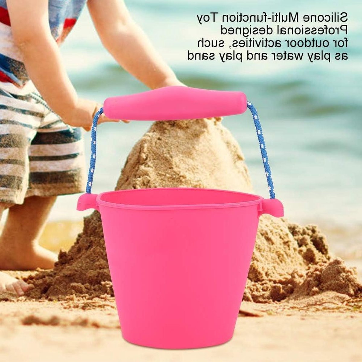 Goedkoopste Opvouwbare Siliconen Baby Douche Bad Giet Emmer - Hand Vat Speelgoed - 1.5L Zand En Strand Speelgoed - Voor Kinderen - Kinderen Bad Speelgoed - Rose Rood bath bucket