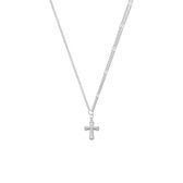 Lucardi Dames Stalen ketting met kruis - Ketting - Staal - Zilverkleurig - 47 cm