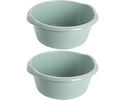 Hega Hogar afwas teiltje - 2x stuks - mintgroen - 6 Liter - Kunststof - Rond - 32 x 13 cm - Huishouden/schoonmaken/wassen