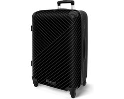 NoBoringSuitcases.com NoBoringSuitcases.com® - Koffer groot - Rolkoffer lichtgewicht - Zwart met abstracte lijnen - Reiskoffer met 4 wielen - Ruimbagage medium
