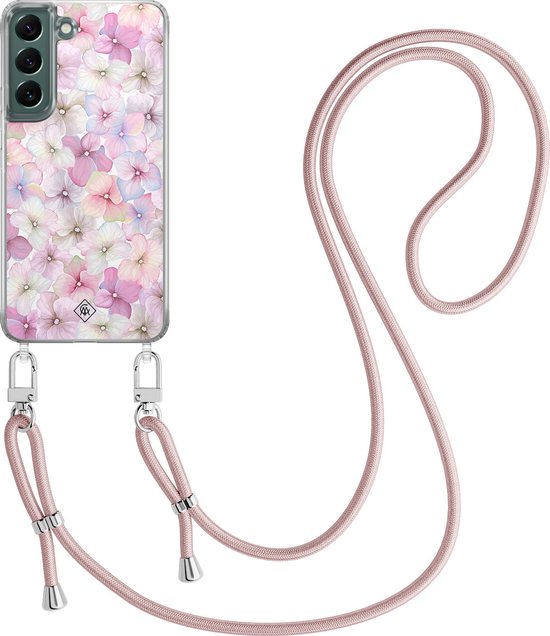Étui Casimoda® avec cordon - Adapté pour Samsung S22 - Hortensia - Cordon détachable - TPU/polycarbonate - Violet