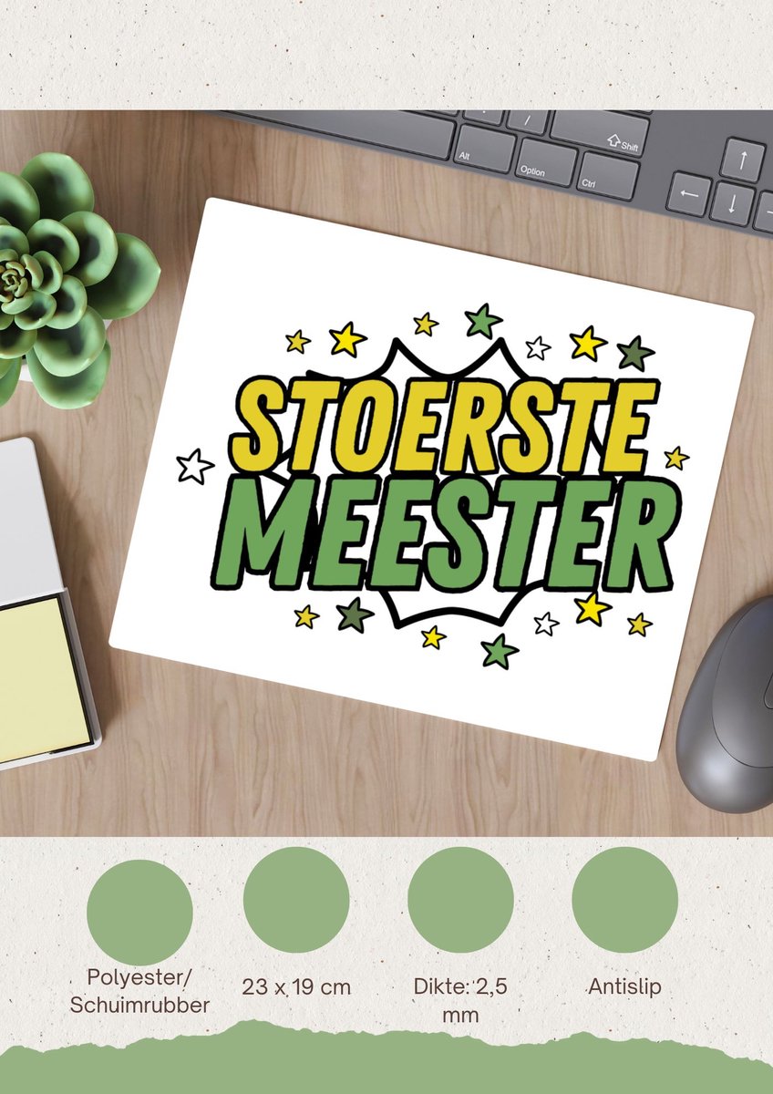Akyol - stoerste meester Muismat - Meester - beste meester - school - verjaardagscadeau - afscheidscadeau - kado - 23 bij 19 cm